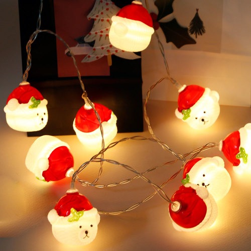 크리스마스 화이트베어 LED 조명 가랜드 (20개)